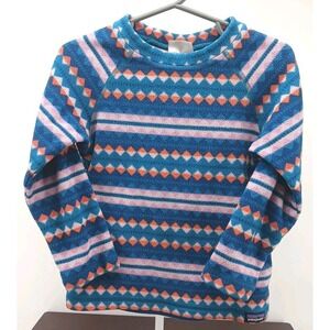 Patagonia Girls Multi-color Aztec Pullover Fleece Sweater 3T